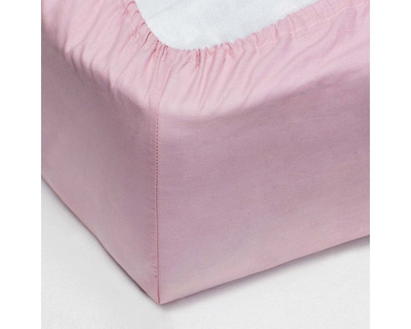 Sábana bajera 100% algodón rosa 105x200 [cama 105] ESTUARY