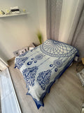 Mandala para playa, Algodón, Multiusos. Geométrico, Atrapasueños, Azul. Ligero y grande, tapiz de pared, colcha para cama fina de verano