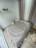 Mandala para playa, Algodón, Elefantes, Negro. Ligero y grande, tapiz de pared, colcha para cama fina de verano