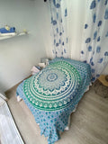 Mandala para playa, Algodón, Flor, Azul, Multiusos. Ligero y grande, tapiz de pared, colcha para cama fina de verano