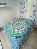 Mandala para playa, Algodón, Flor, Azul, Multiusos. Ligero y grande, tapiz de pared, colcha para cama fina de verano