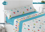 Juego de sábanas infantil 50% algodón para cama de 90 y 105