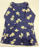 Vestido infantil floral 100% algodón – Azul con margaritas (6m -24m)