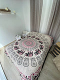 Mandala para playa, Algodón, Eelefante, Rojo y Negro, Multiusos. Ligero y grande, tapiz de pared, colcha para cama fina de verano