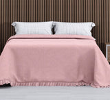 Colcha de Verano con volantes, para cama. Termosellada, fina y ligera en varios colores. SIN FUNDA DE COJÍN