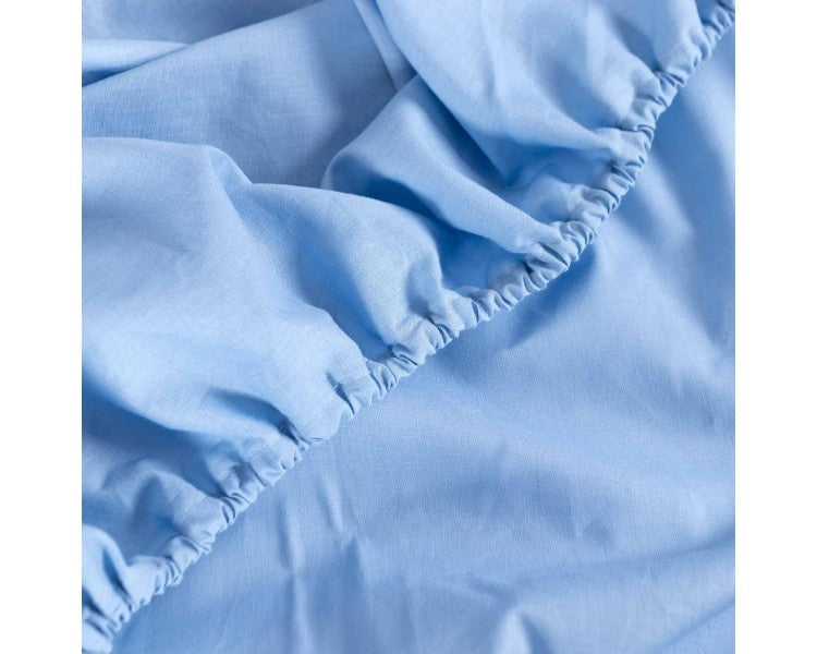Sábana bajera ajustable de 100% algodón transpirable color Azul